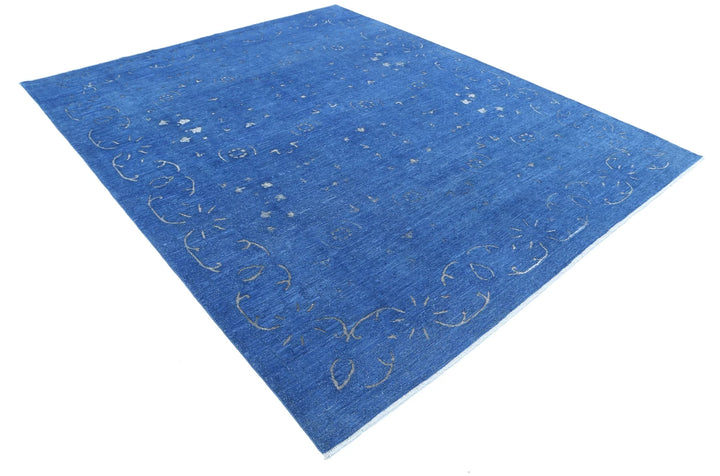 Blue Afghan Oriental Rug 8' 0" x 9' 7" Hand-Knotted | No. AT80721