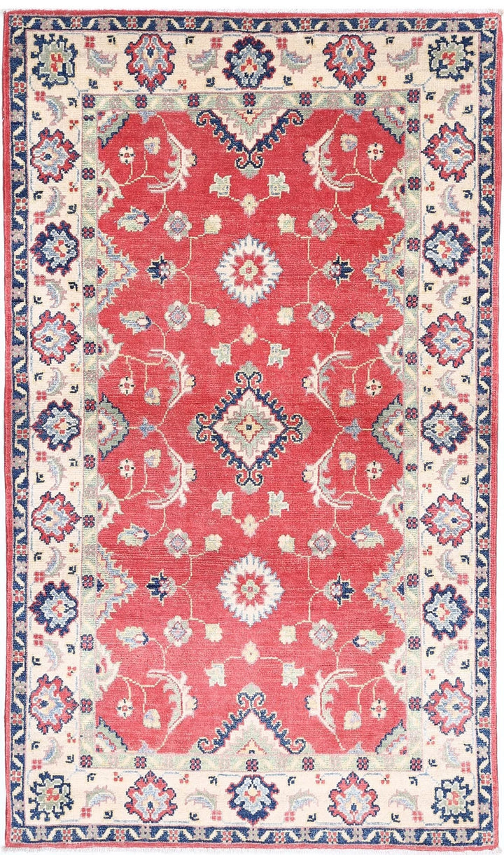 Afghan Kazak Rug 3' 1" x 5' 2" Hand-Knotted | No. AT80792