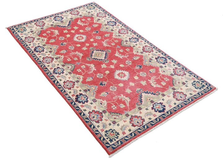 Afghan Kazak Rug 3' 1" x 5' 2" Hand-Knotted | No. AT80792