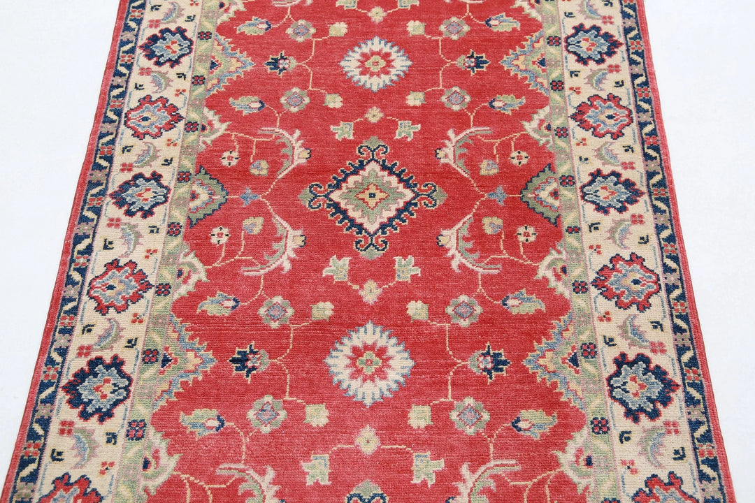 Afghan Kazak Rug 3' 1" x 5' 2" Hand-Knotted | No. AT80792