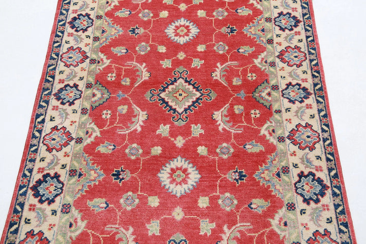 Afghan Kazak Rug 3' 1" x 5' 2" Hand-Knotted | No. AT80792