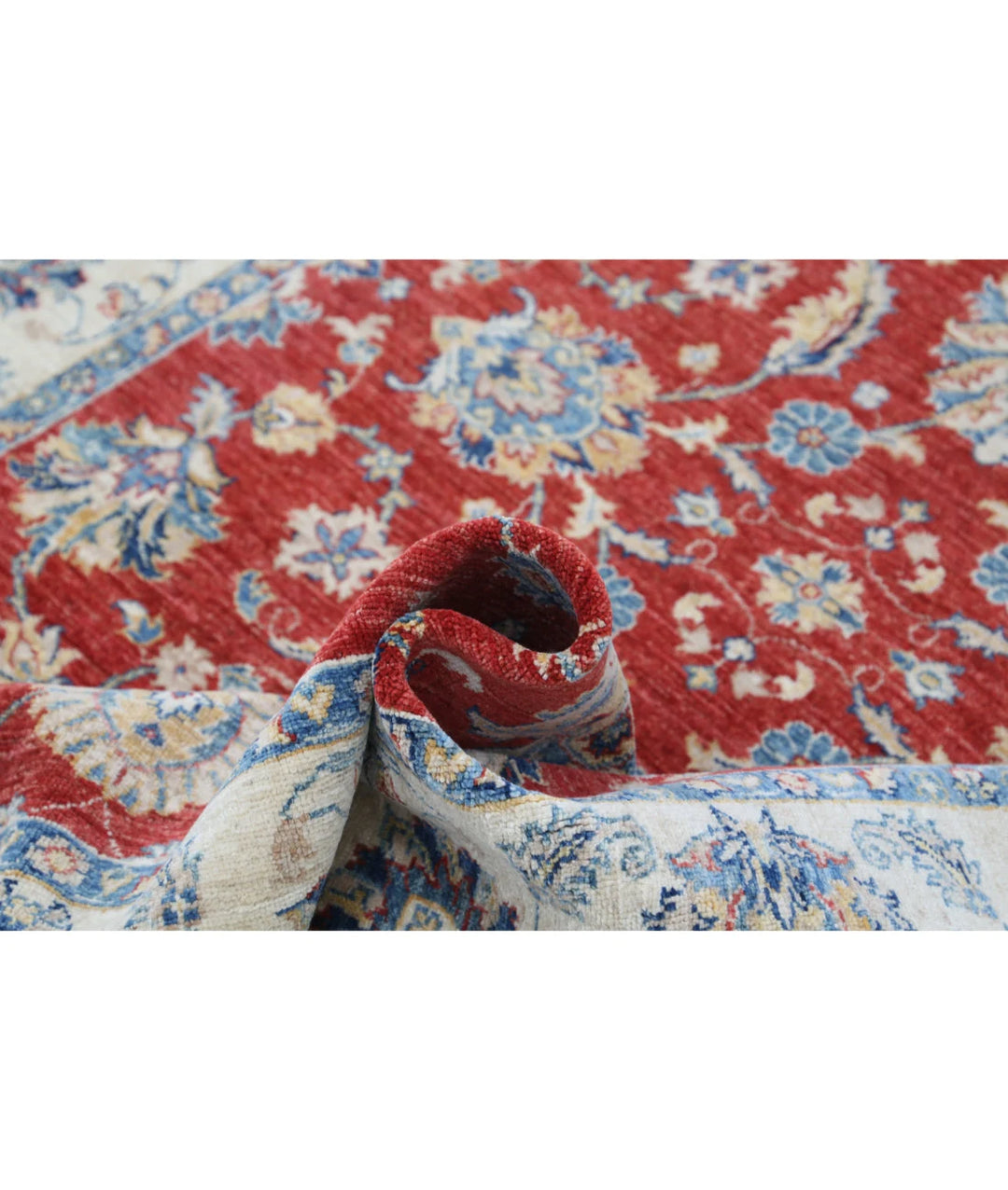 Red Afghan Ziegler Rug 5' 7" x 7' 11" Hand-Knotted | No. AT80794