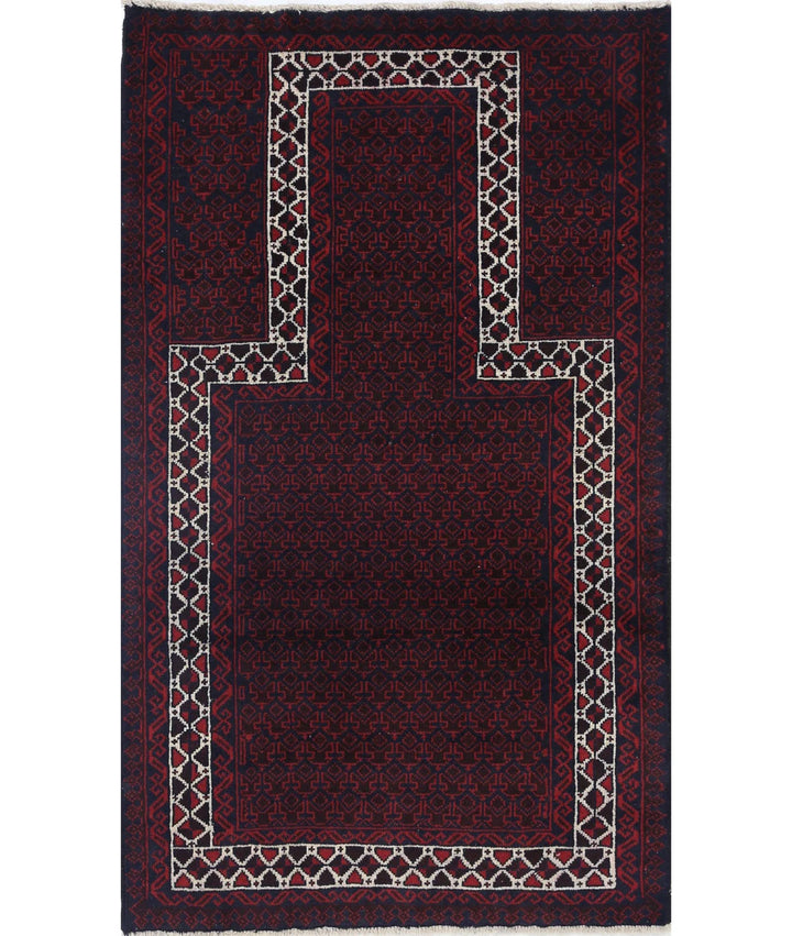 Red Afghan Baluchi Rug 2' 10" x 4' 10" Hand-Knotted | No. AT80861