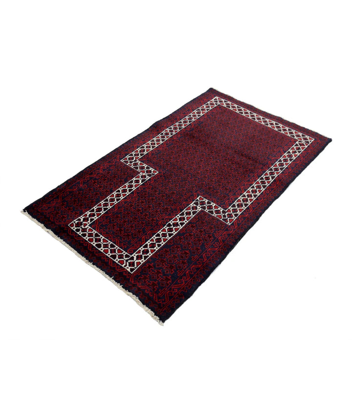 Red Afghan Baluchi Rug 2' 10" x 4' 10" Hand-Knotted | No. AT80861