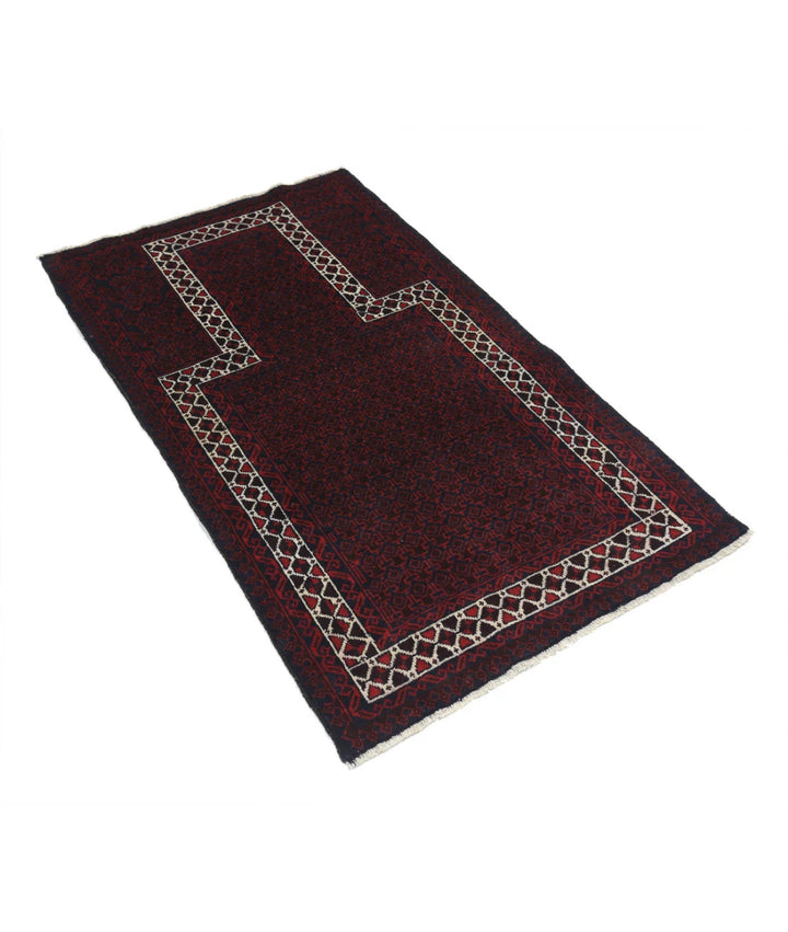 Red Afghan Baluchi Rug 2' 10" x 4' 10" Hand-Knotted | No. AT80861
