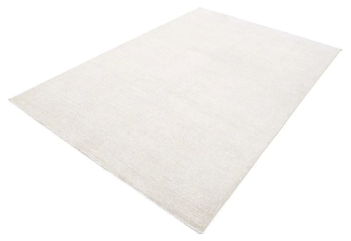 Ivory Afghan Khotan Rug 5' 11" x 8' 8" Hand-Knotted | No. AT80873