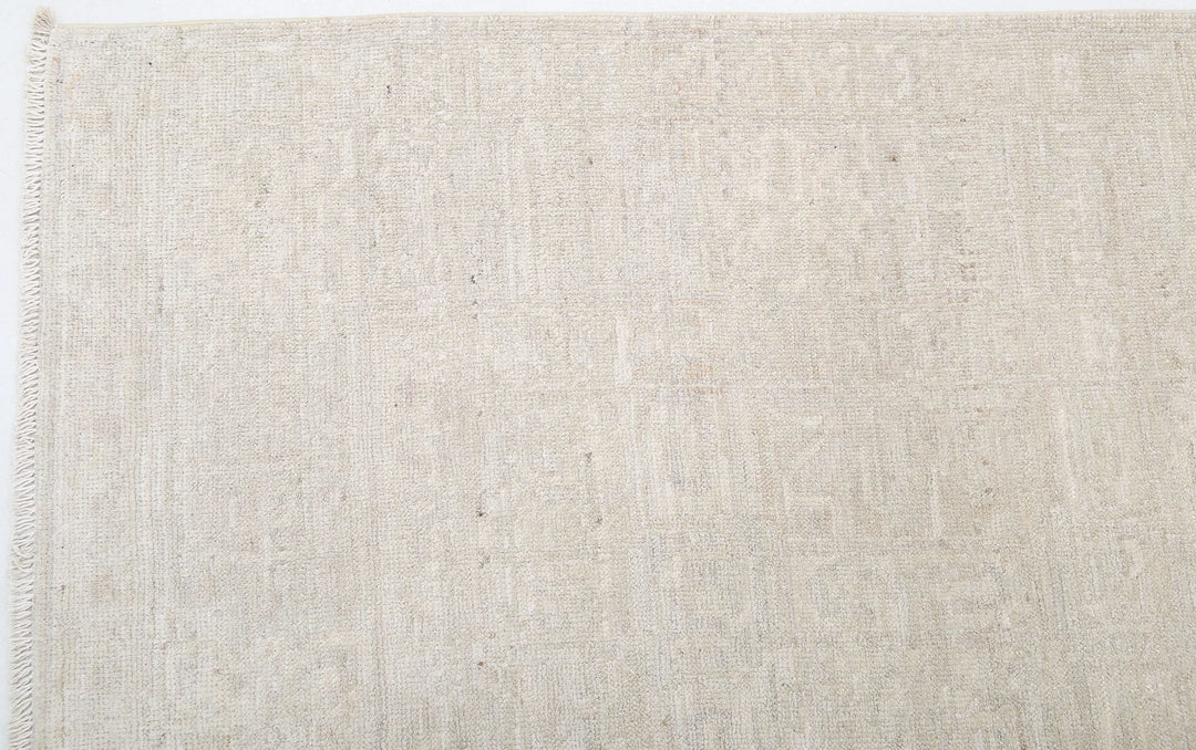 Ivory Afghan Khotan Rug 5' 11" x 8' 8" Hand-Knotted | No. AT80873