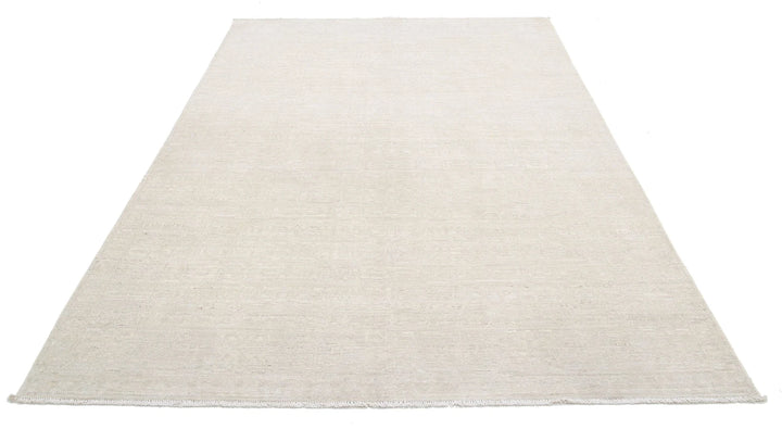 Ivory Afghan Khotan Rug 5' 11" x 8' 8" Hand-Knotted | No. AT80873
