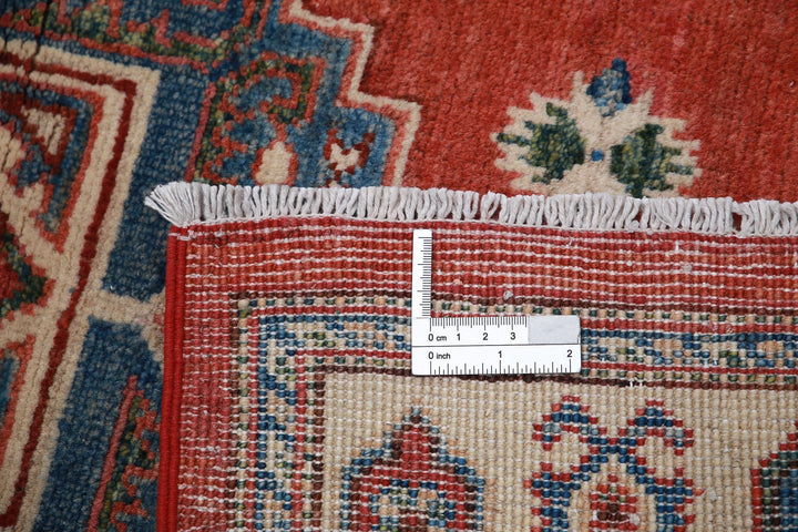 Afghan Kazak Rug 3' 2" x 4' 11" Hand-Knotted | No. AT80887