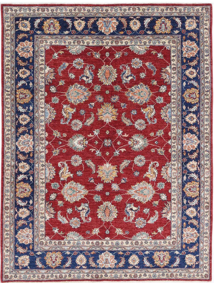 Afghan Ziegler Rug 4' 10" x 6' 5" Hand-Knotted | No. AT80923