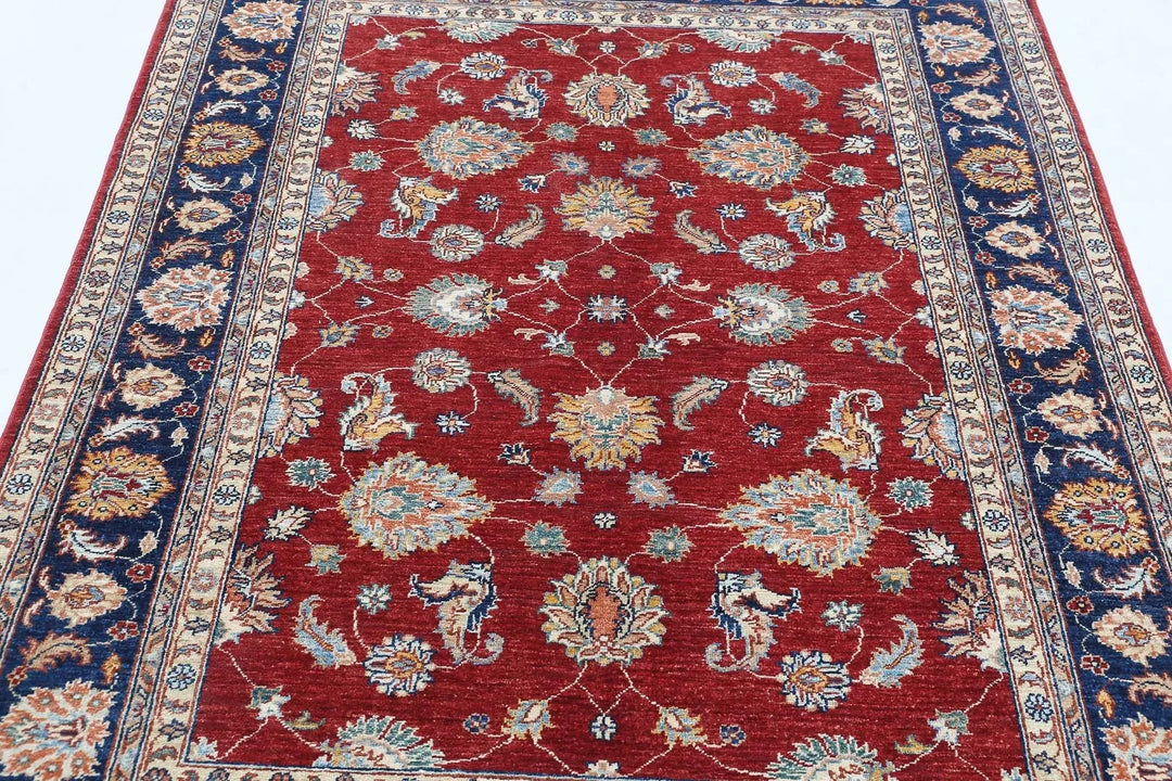 Afghan Ziegler Rug 4' 10" x 6' 5" Hand-Knotted | No. AT80923