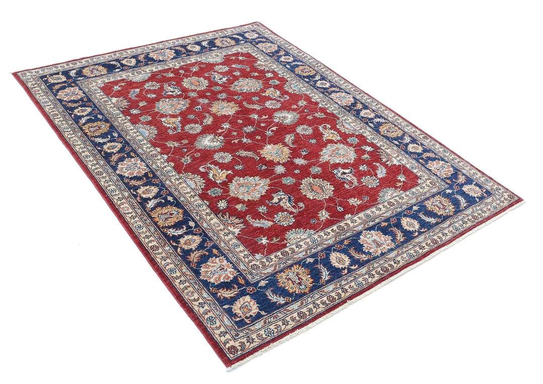 Afghan Ziegler Rug 4' 10" x 6' 5" Hand-Knotted | No. AT80923