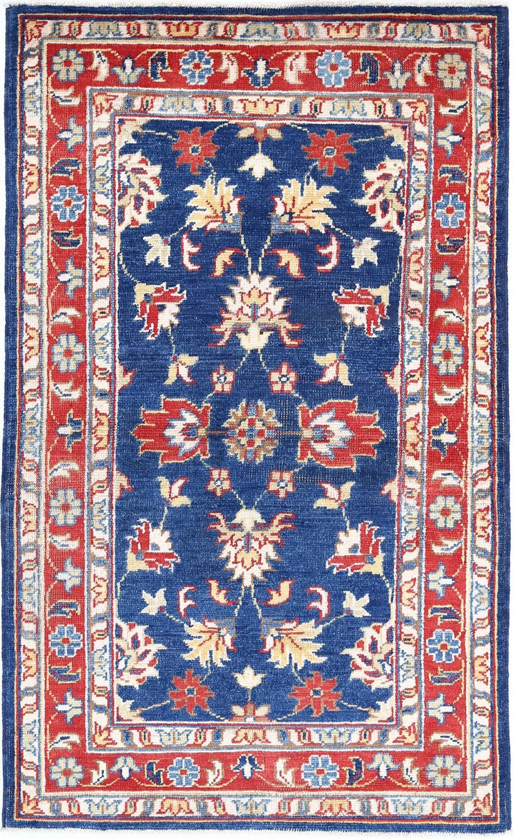 Blue Afghan Oriental Rug 3' 0" x 5' 0" Hand-Knotted | No. AT80988