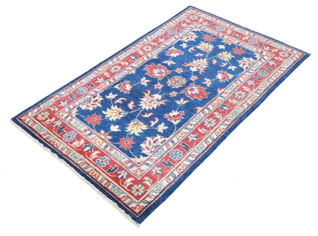 Blue Afghan Oriental Rug 3' 0" x 5' 0" Hand-Knotted view