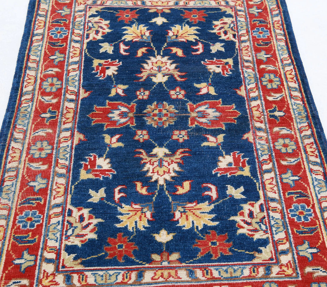 Blue Afghan Oriental Rug 3' 0" x 5' 0" Hand-Knotted border