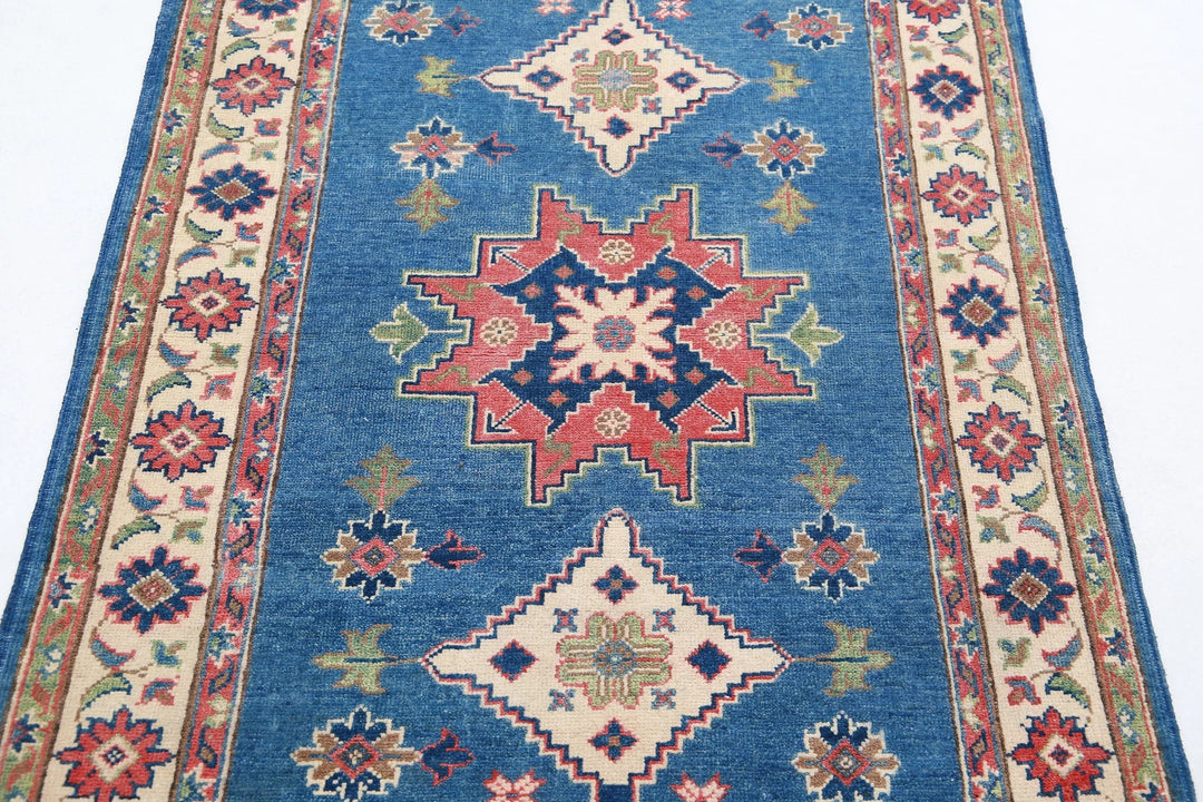 Afghan Kazak Rug 3' 2" x 4' 9" Hand-Knotted | No. AT81007