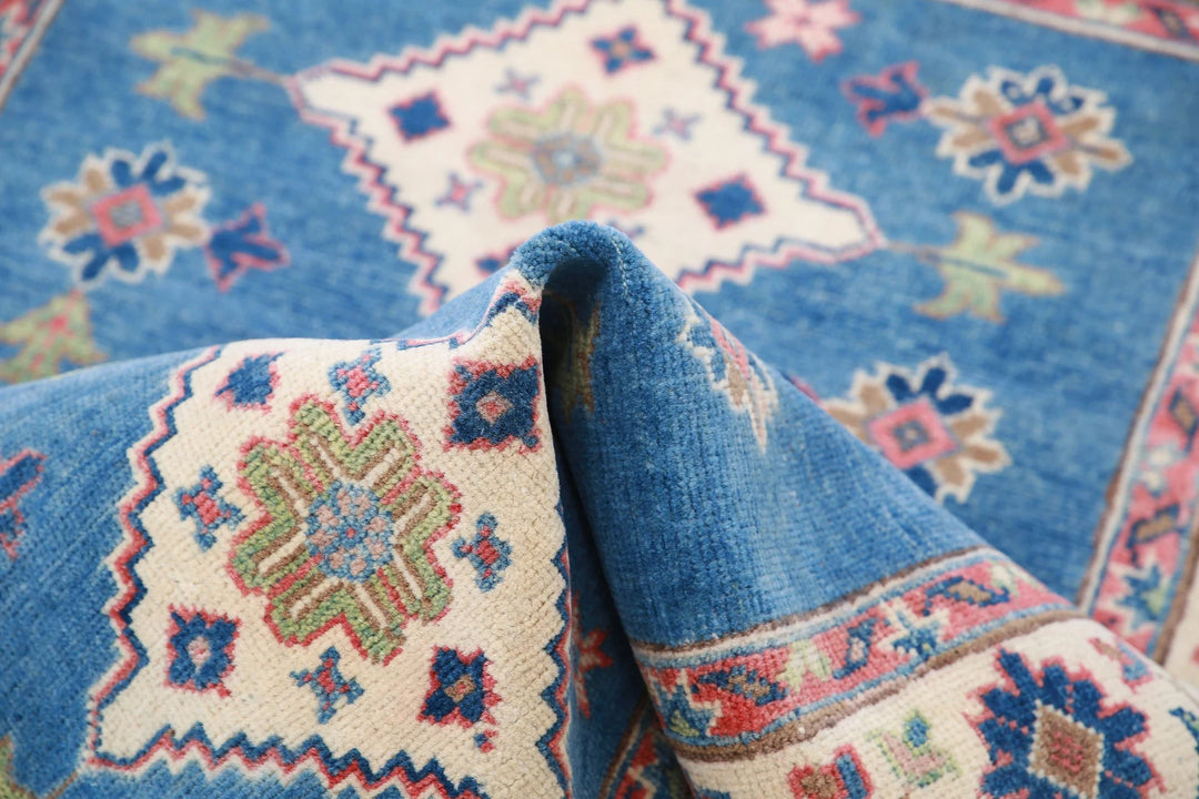 Afghan Kazak Rug 3' 2" x 4' 9" Hand-Knotted | No. AT81007