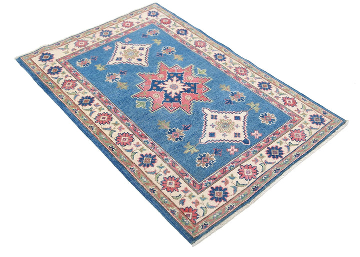 Afghan Kazak Rug 3' 2" x 4' 9" Hand-Knotted | No. AT81007
