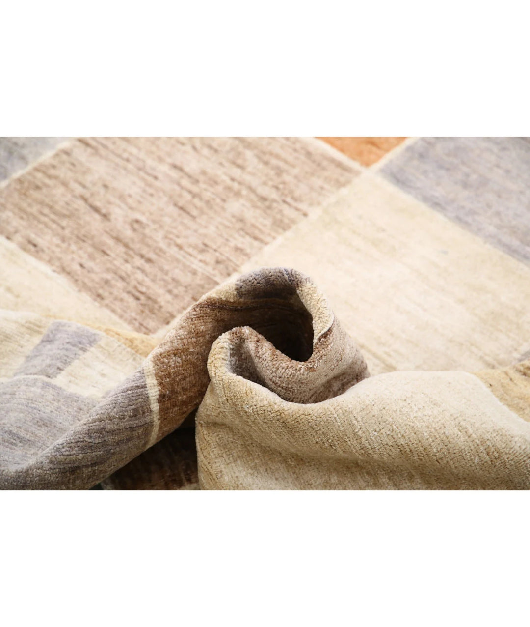 Beige Afghan Modcar Rug 6' 5" x 9' 5" Hand-Knotted | No. AT81009