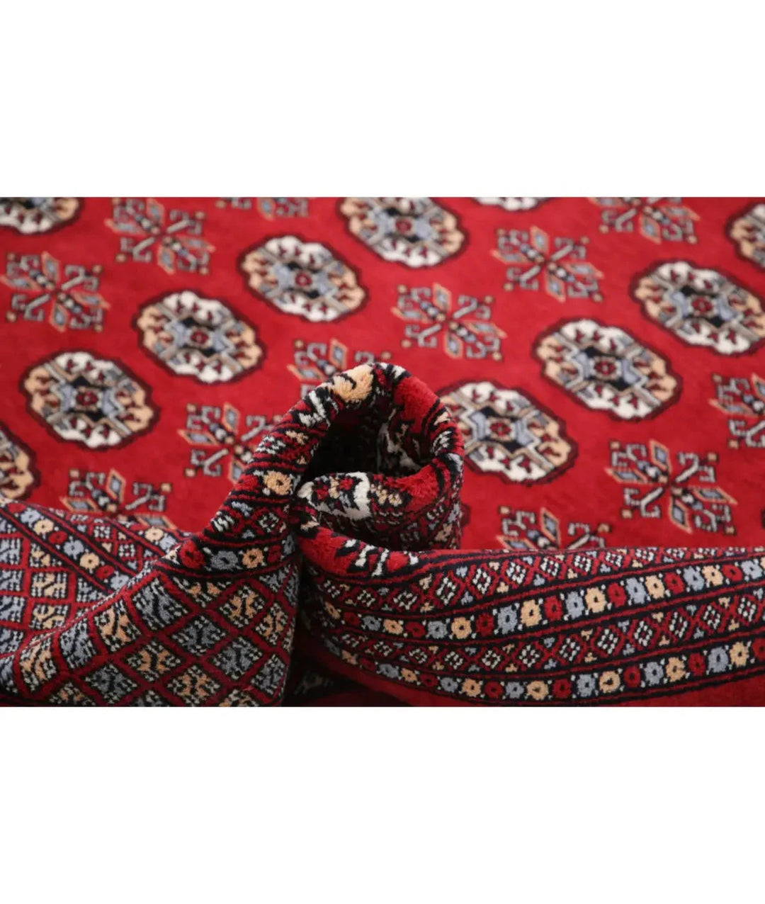Red Pakistani Bokhara Rug 8' 1" x 9' 10" Hand-Knotted | No. AT81287