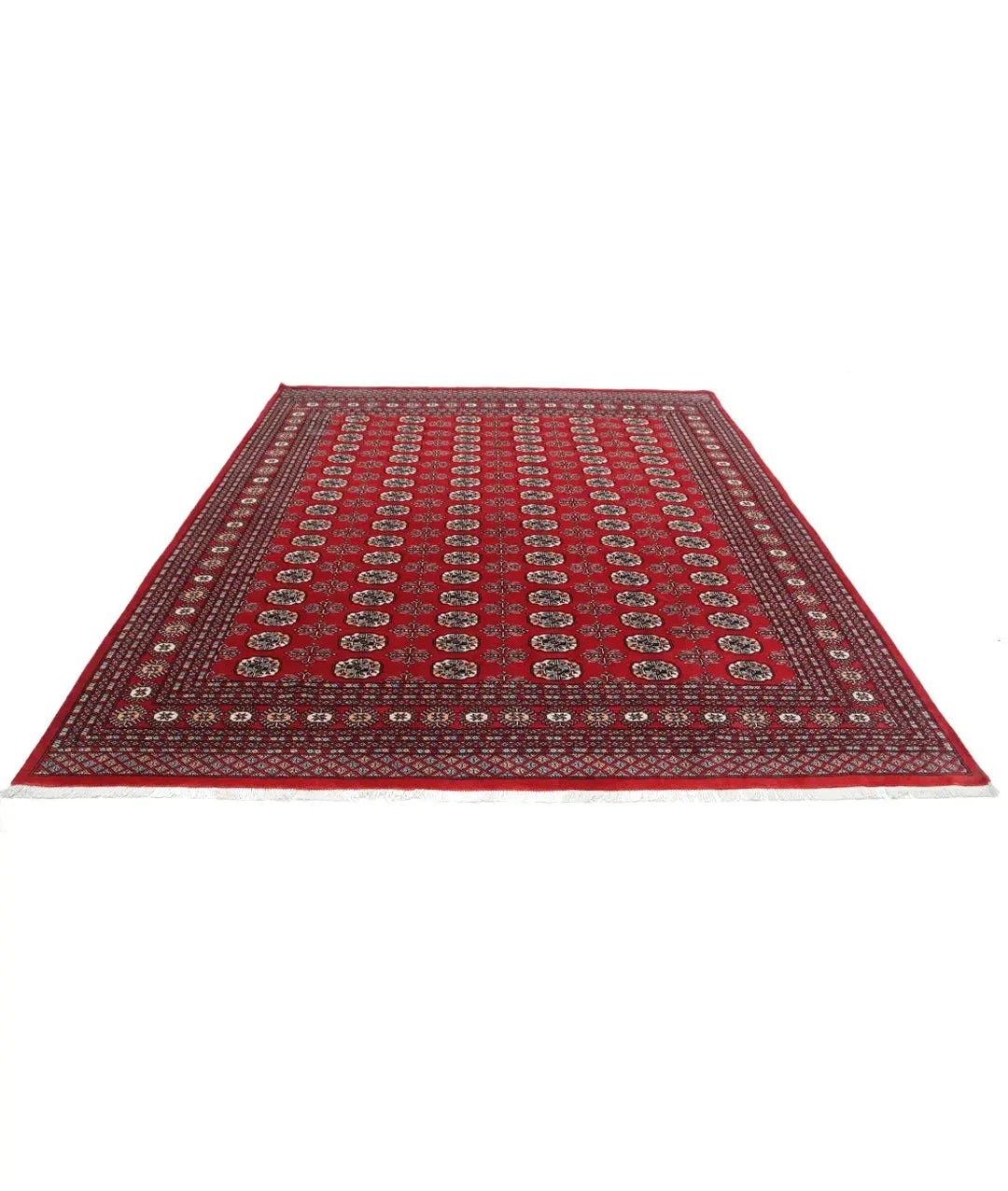 Red Pakistani Bokhara Rug 8' 1" x 9' 10" Hand-Knotted | No. AT81287