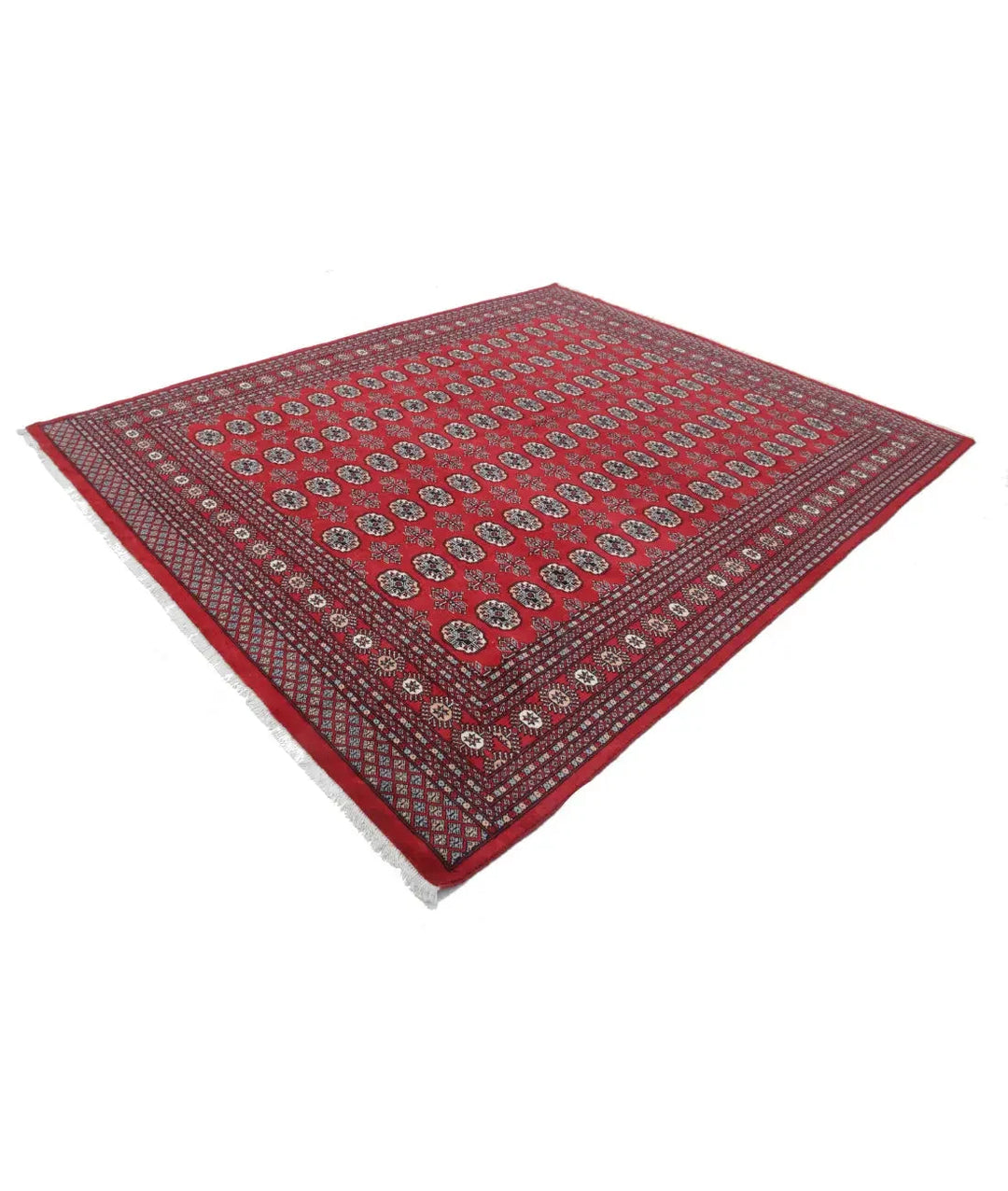 Red Pakistani Bokhara Rug 8' 1" x 9' 10" Hand-Knotted | No. AT81287