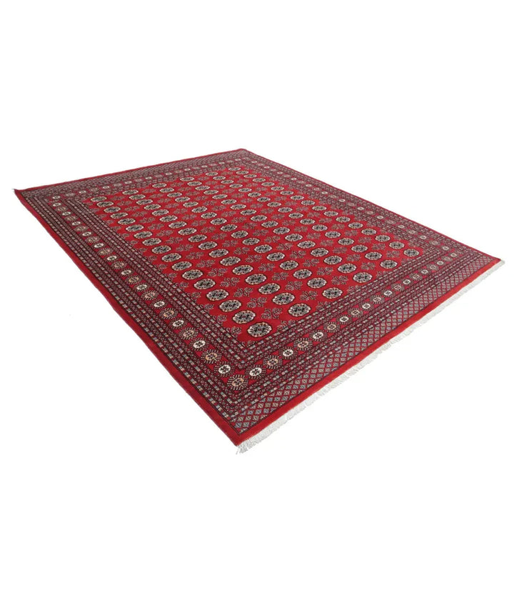 Red Pakistani Bokhara Rug 8' 1" x 9' 10" Hand-Knotted | No. AT81287
