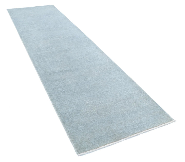 Grey Afghan Overdye Rug 3' 1" x 11' 1" Hand-Knotted | No. AT81333