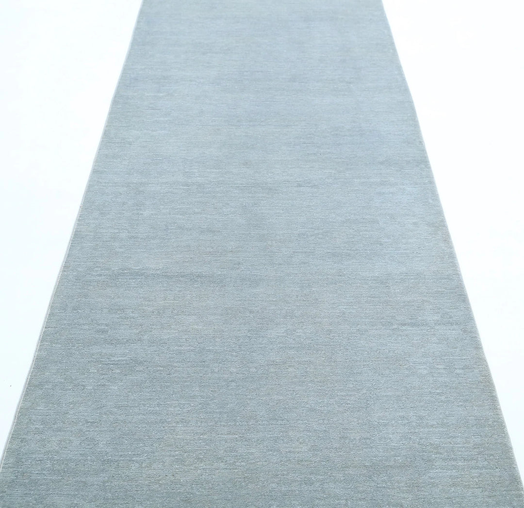 Grey Afghan Overdye Rug 3' 1" x 11' 1" Hand-Knotted | No. AT81333