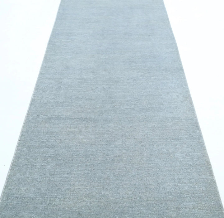 Grey Afghan Overdye Rug 3' 1" x 11' 1" Hand-Knotted | No. AT81333