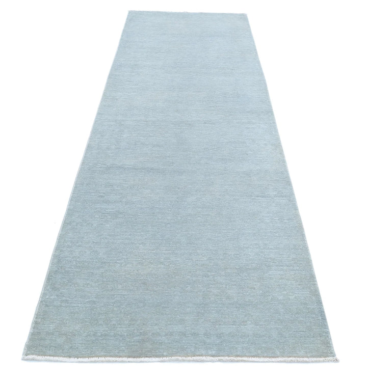 Grey Afghan Overdye Rug 3' 1" x 11' 1" Hand-Knotted | No. AT81333