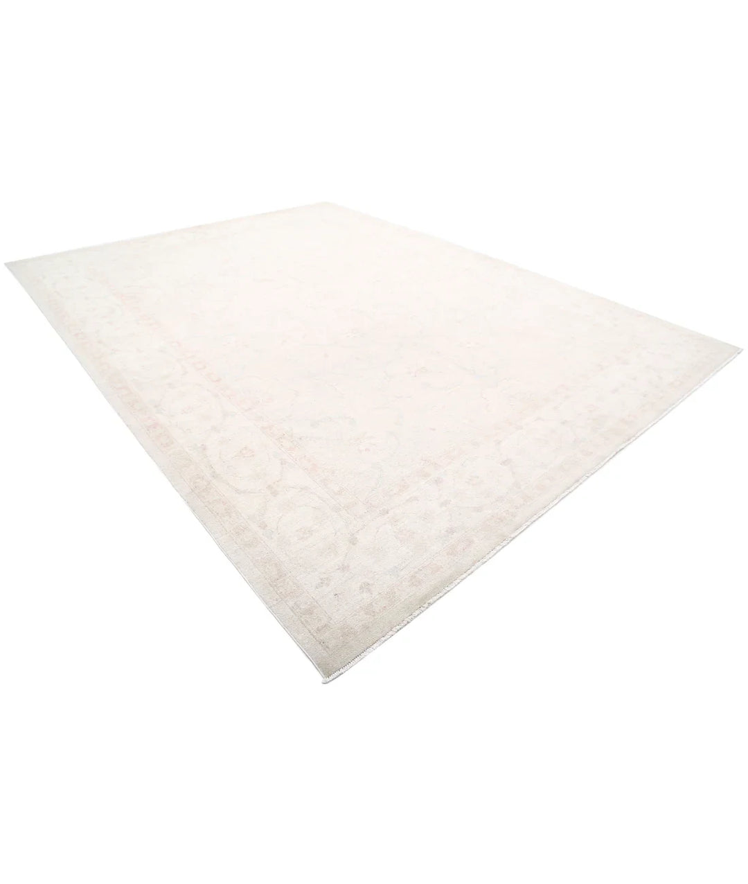 Ivory Afghan Tabriz Rug 10' 4" x 13' 7" Hand-Knotted | No. AT81364