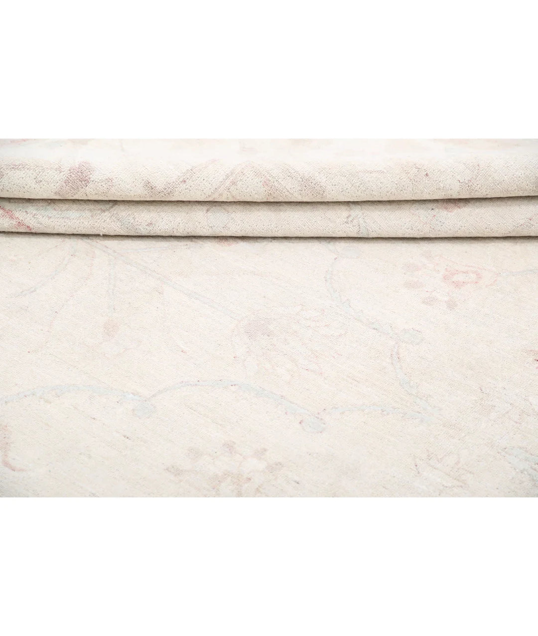 Ivory Afghan Tabriz Rug 10' 4" x 13' 7" Hand-Knotted | No. AT81364