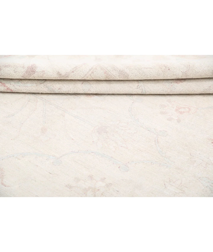 Ivory Afghan Tabriz Rug 10' 4" x 13' 7" Hand-Knotted | No. AT81364