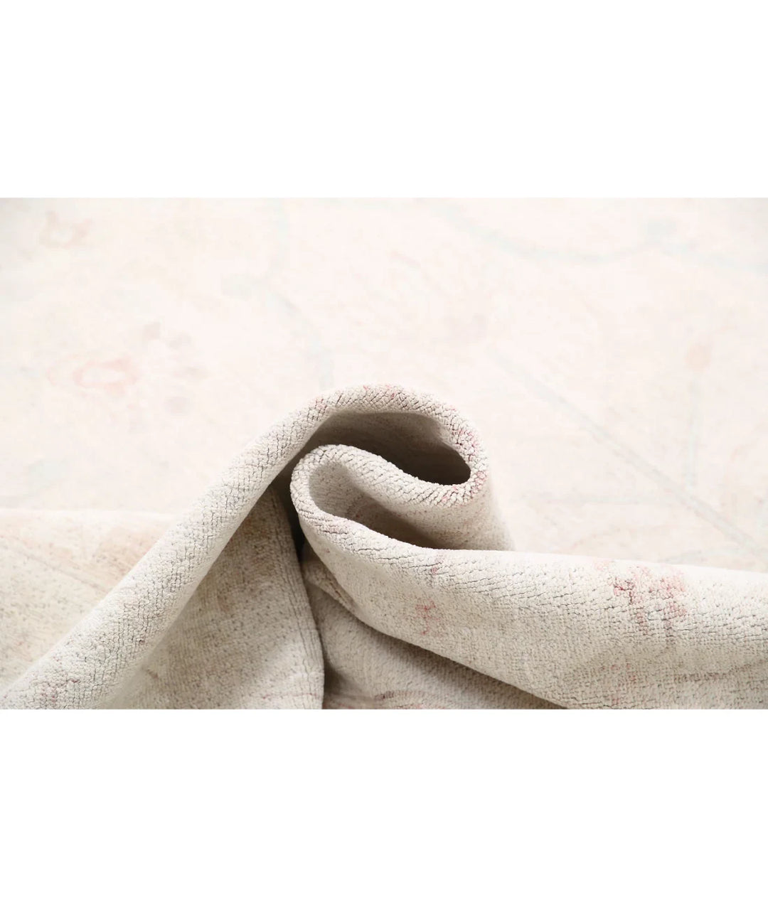 Ivory Afghan Tabriz Rug 10' 4" x 13' 7" Hand-Knotted | No. AT81364