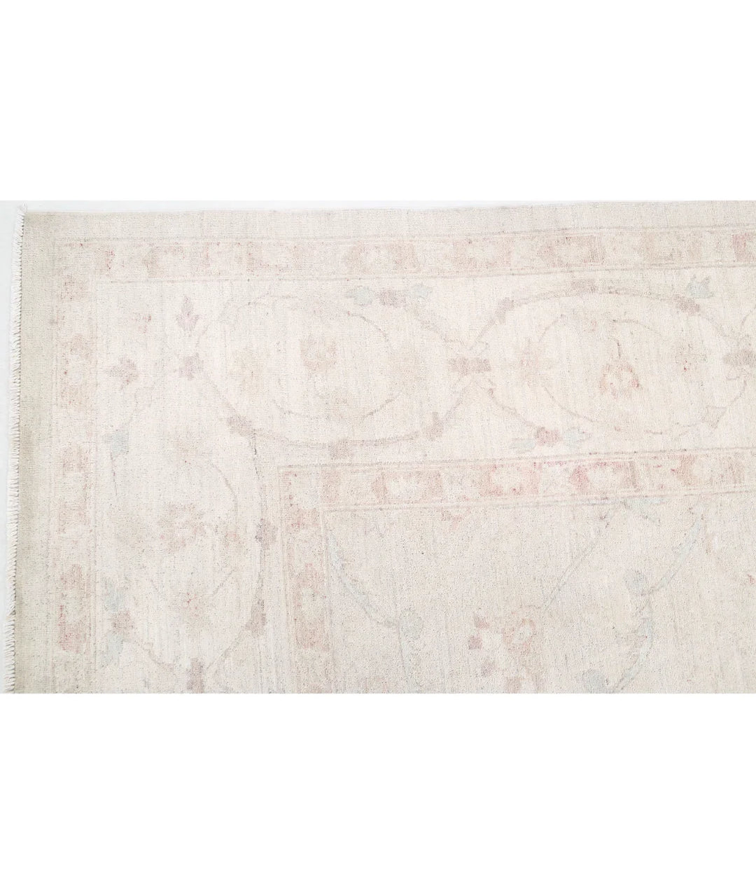 Ivory Afghan Tabriz Rug 10' 4" x 13' 7" Hand-Knotted | No. AT81364