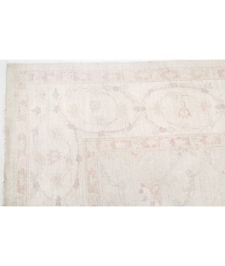 Ivory Afghan Tabriz Rug 10' 4" x 13' 7" Hand-Knotted | No. AT81364