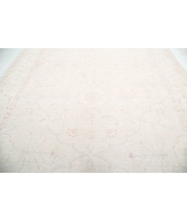 Ivory Afghan Tabriz Rug 10' 4" x 13' 7" Hand-Knotted | No. AT81364