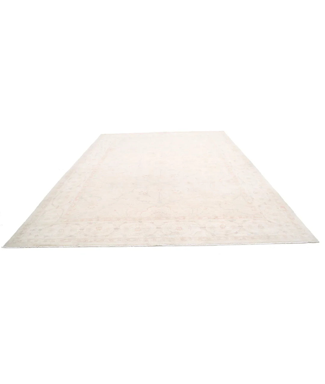 Ivory Afghan Tabriz Rug 10' 4" x 13' 7" Hand-Knotted | No. AT81364