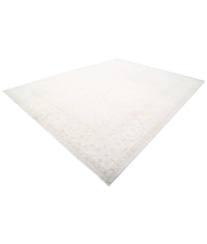 Ivory Afghan Tabriz Rug 10' 4" x 13' 7" Hand-Knotted | No. AT81364