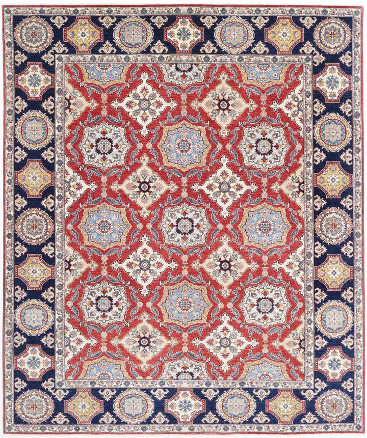 Red Afghan Ziegler Rug 8' 2" x 9' 9" Hand-Knotted | No. AT81395