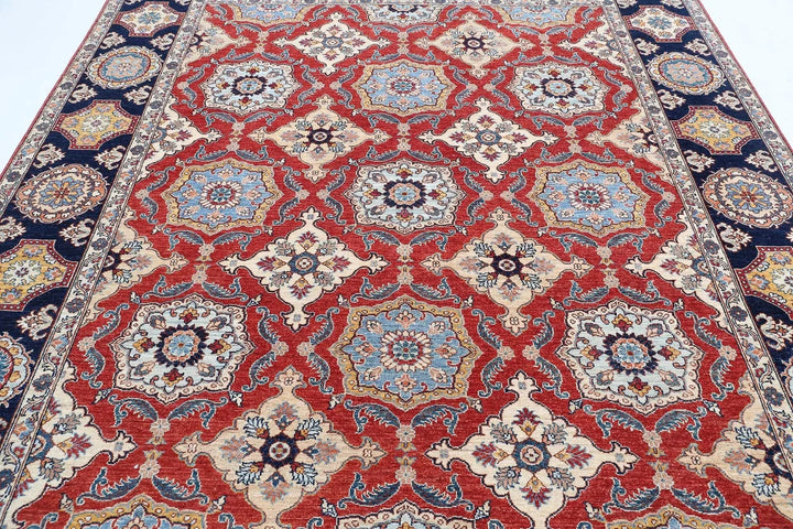 Red Afghan Ziegler Rug 8' 2" x 9' 9" Hand-Knotted | No. AT81395