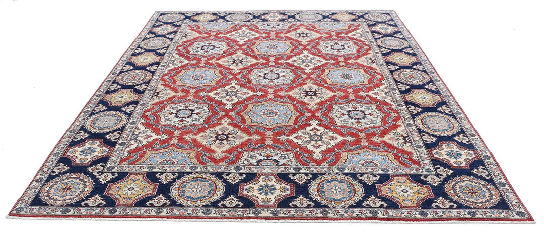 Red Afghan Ziegler Rug 8' 2" x 9' 9" Hand-Knotted | No. AT81395