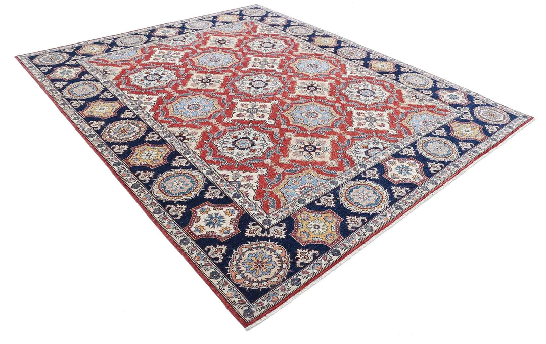 Red Afghan Ziegler Rug 8' 2" x 9' 9" Hand-Knotted | No. AT81395