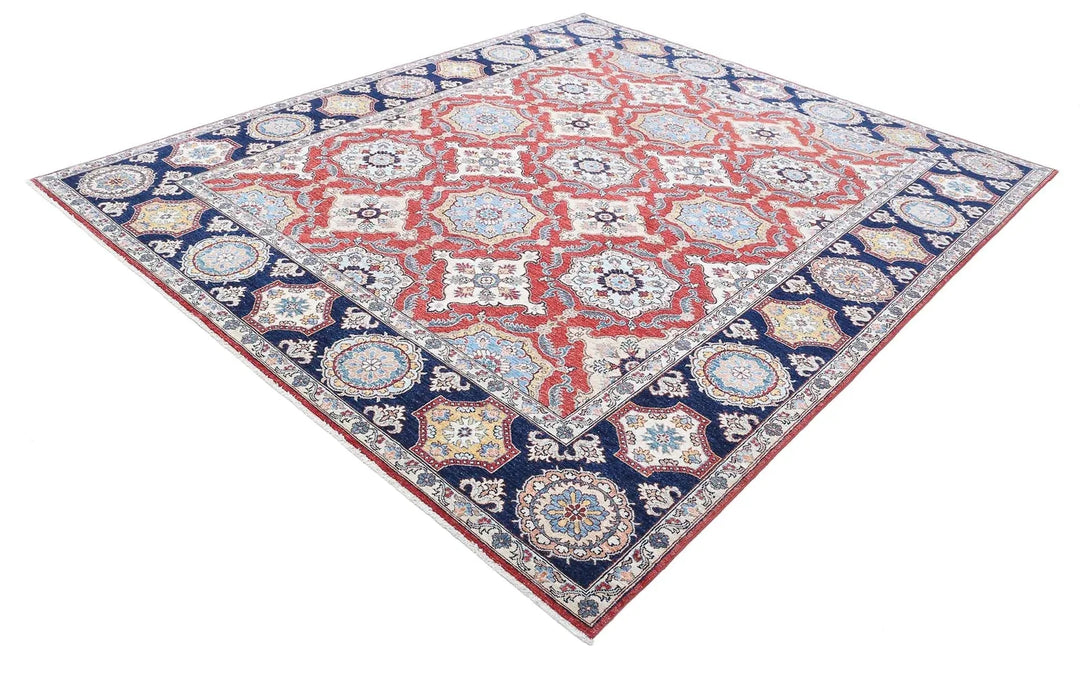 Red Afghan Ziegler Rug 8' 2" x 9' 9" Hand-Knotted | No. AT81395