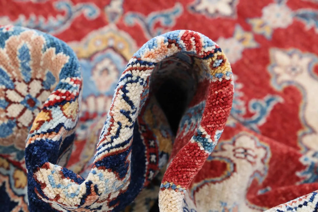 Red Afghan Ziegler Rug 8' 2" x 9' 9" Hand-Knotted | No. AT81395