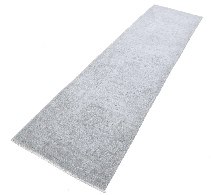 Grey Afghan Overdye Rug 2' 6" x 9' 7" Hand-Knotted | No. AT81414
