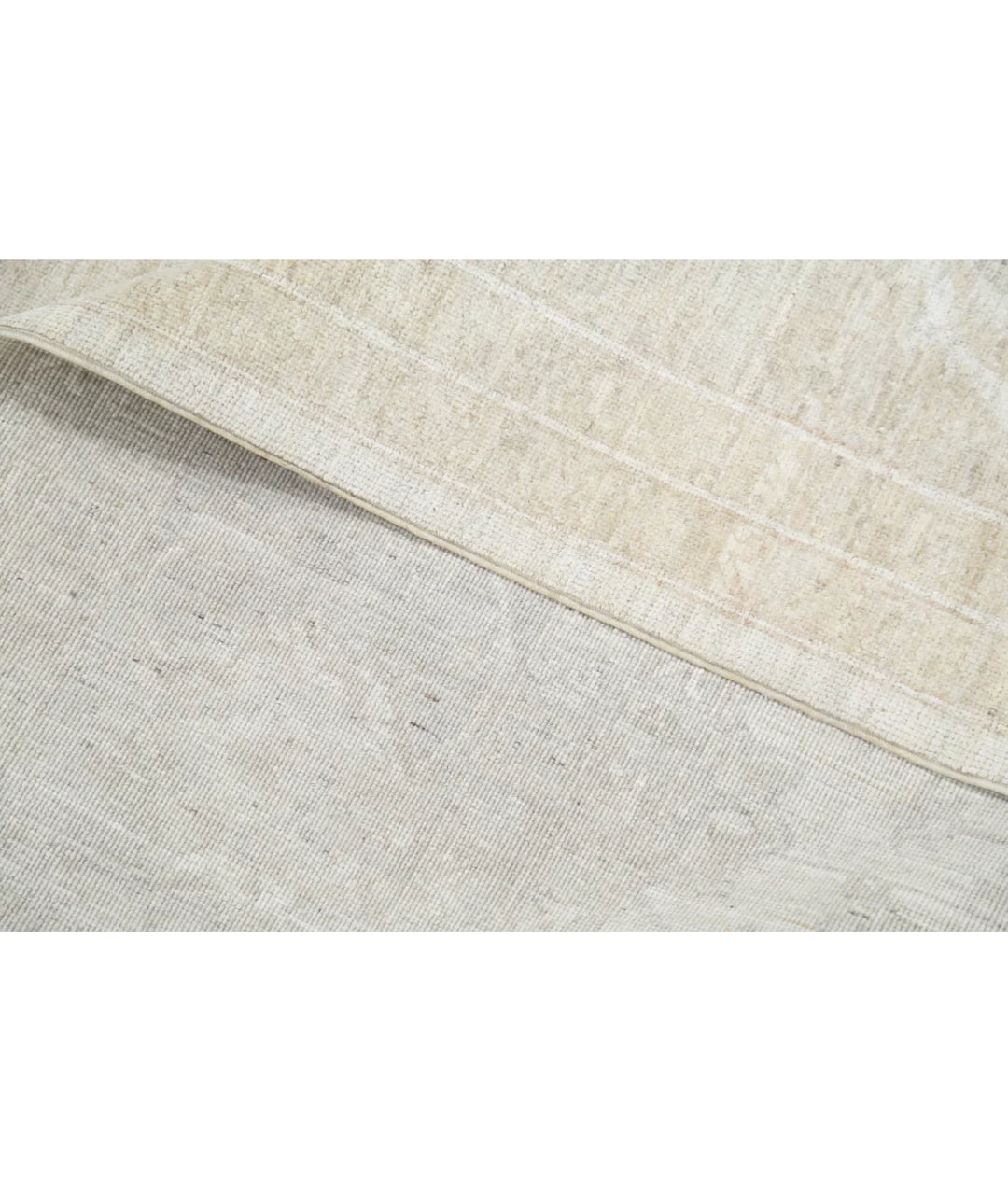Ivory Afghan Tabriz Rug 8' 1" x 9' 7" Hand-Knotted | No. AT81648