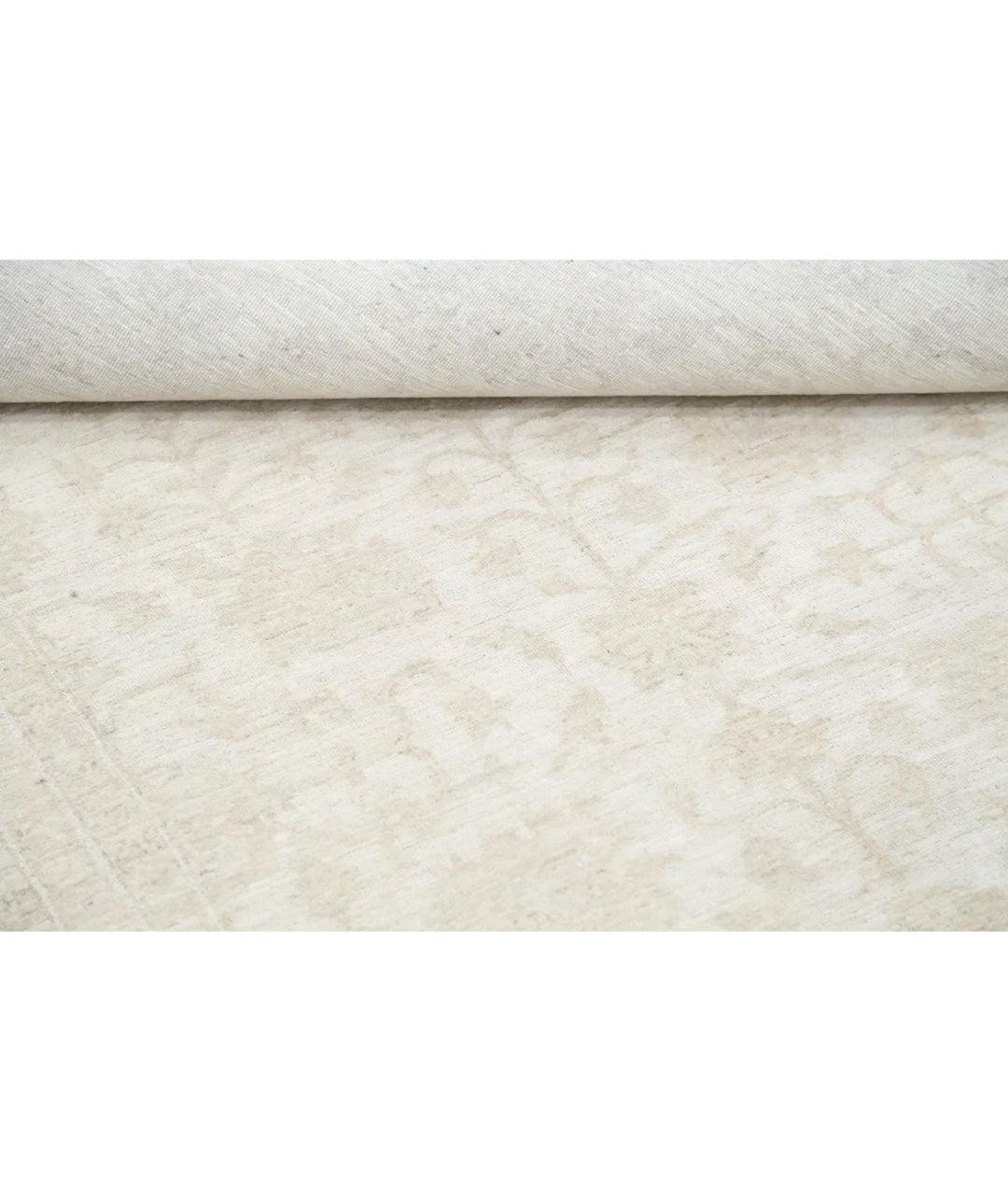 Ivory Afghan Tabriz Rug 8' 1" x 9' 7" Hand-Knotted | No. AT81648