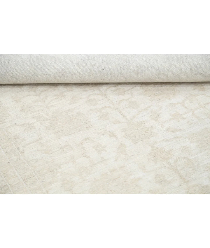 Ivory Afghan Tabriz Rug 8' 1" x 9' 7" Hand-Knotted | No. AT81648